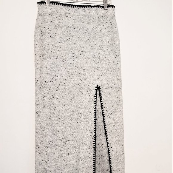 Maxi grey pencil skirt with dip side slit - Picture 1 of 7
